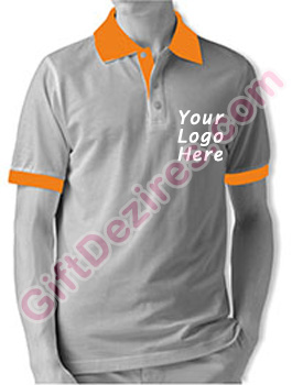 Designer White Heather and Orange Color Polo T Shirts With Company Logo